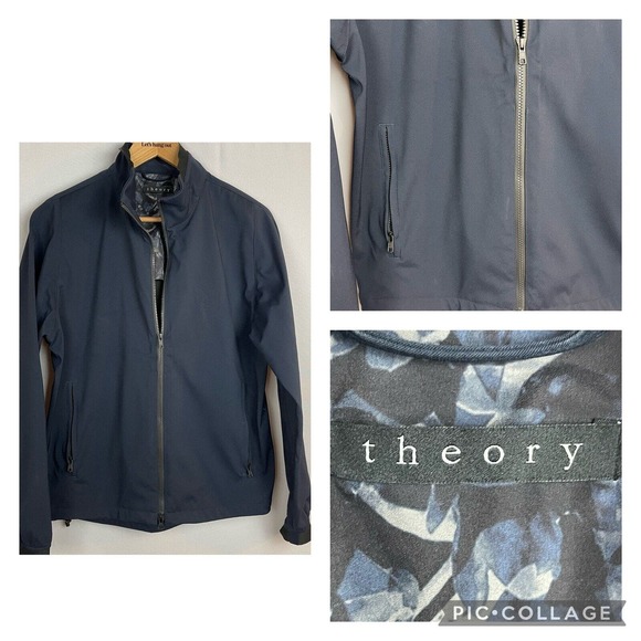 Theory Lightweight Men Zip-up Jacket Navy Size S RN 98406